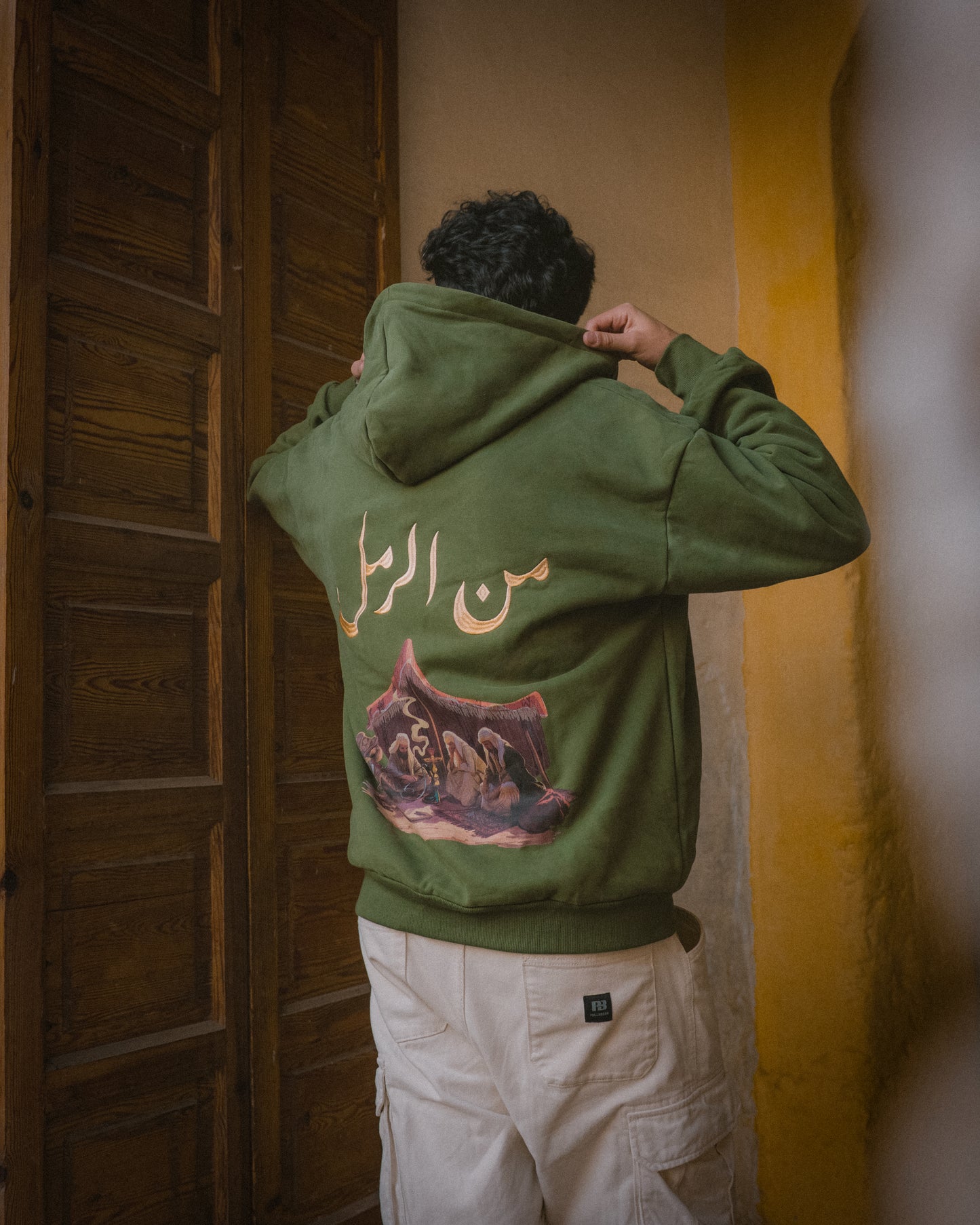 OLIVE GREEN BEDOUIN GATHERING ZIP-UP