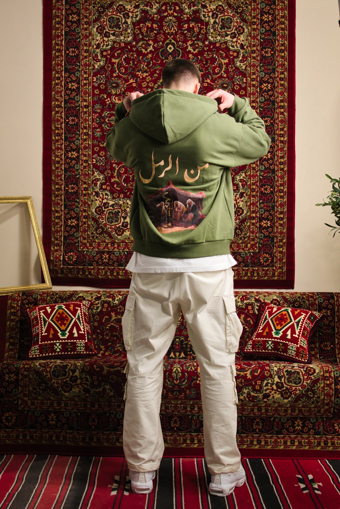 OLIVE GREEN BEDOUIN GATHERING ZIP-UP